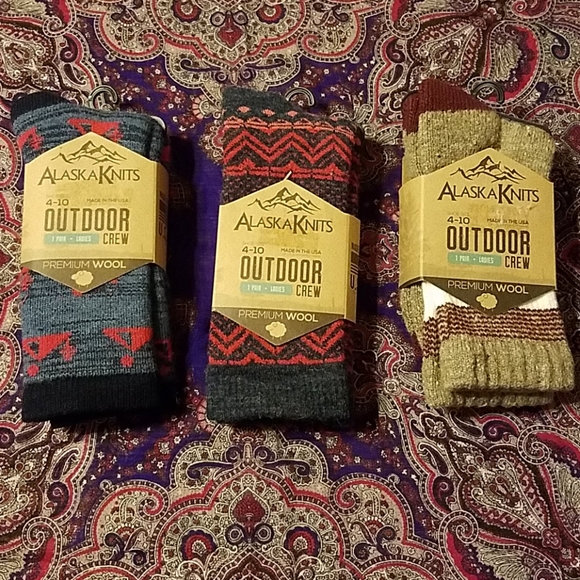 Alaska Knits Accessories - 3 New Pairs Alaska Knit Wool Blend Crew Boot Socks
